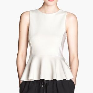 H&M peplum top white - small - work sleeveless shirt